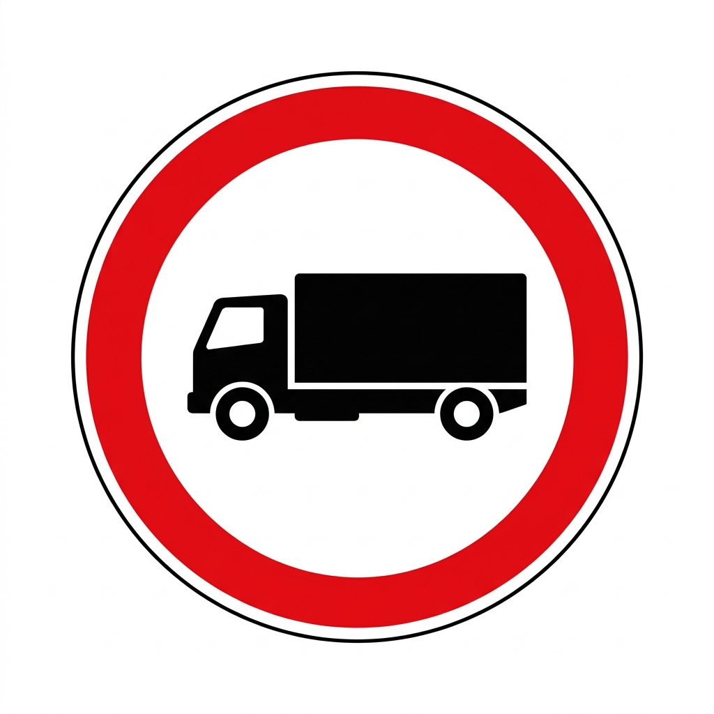 Ilustración del examen DGT: Al observar la señal circular de entrada prohibida a vehículos destinados al transporte...