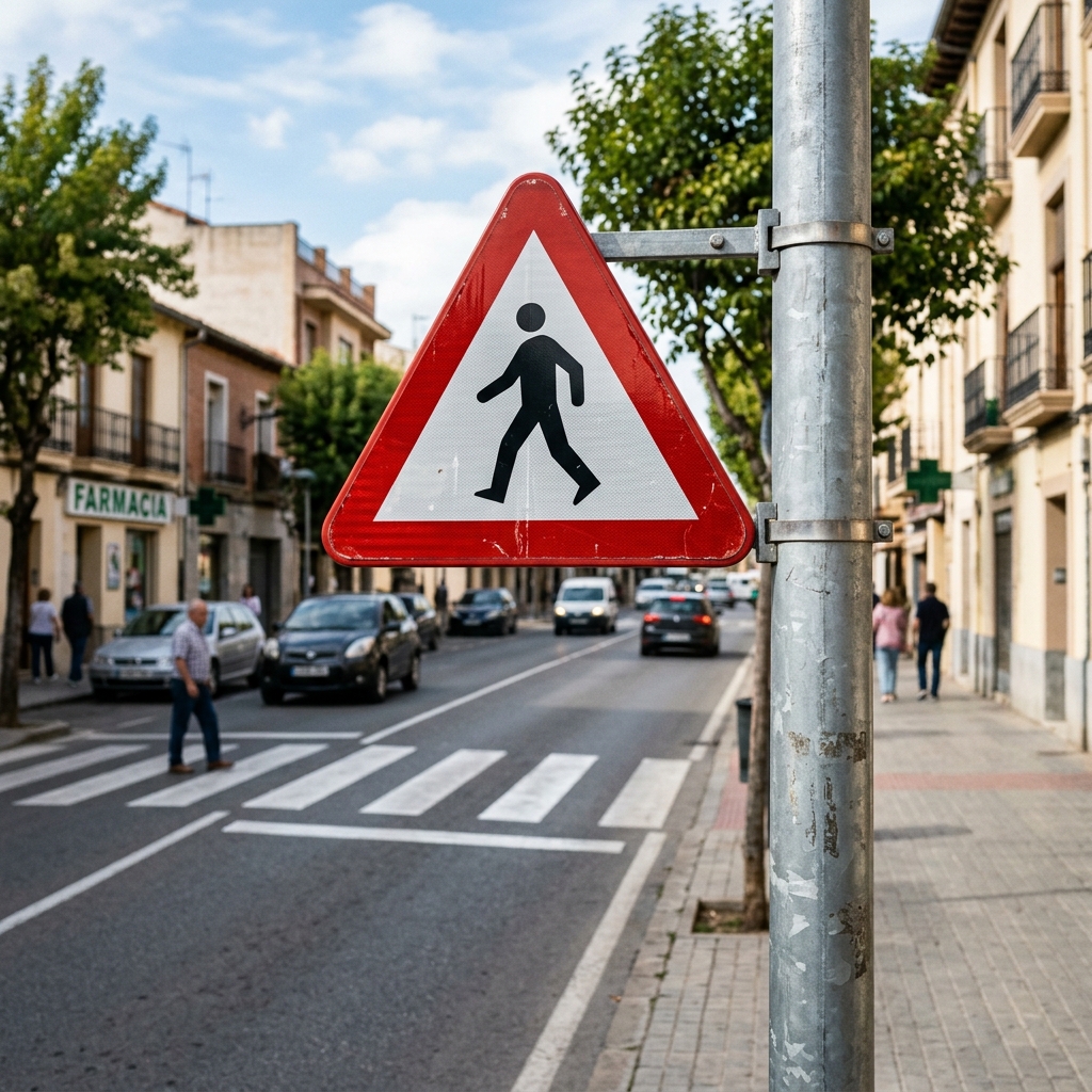 Ilustración del examen DGT: ¿Cuál es el propósito principal de colocar la señal de Peligro por proximidad de paso de p