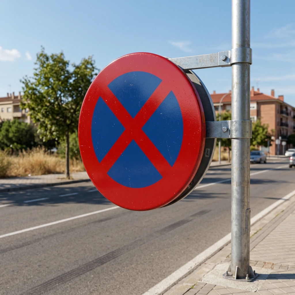 Ilustración del examen DGT: ¿Cómo afecta la señal de Parada y estacionamiento prohibido a los conductores de turismos