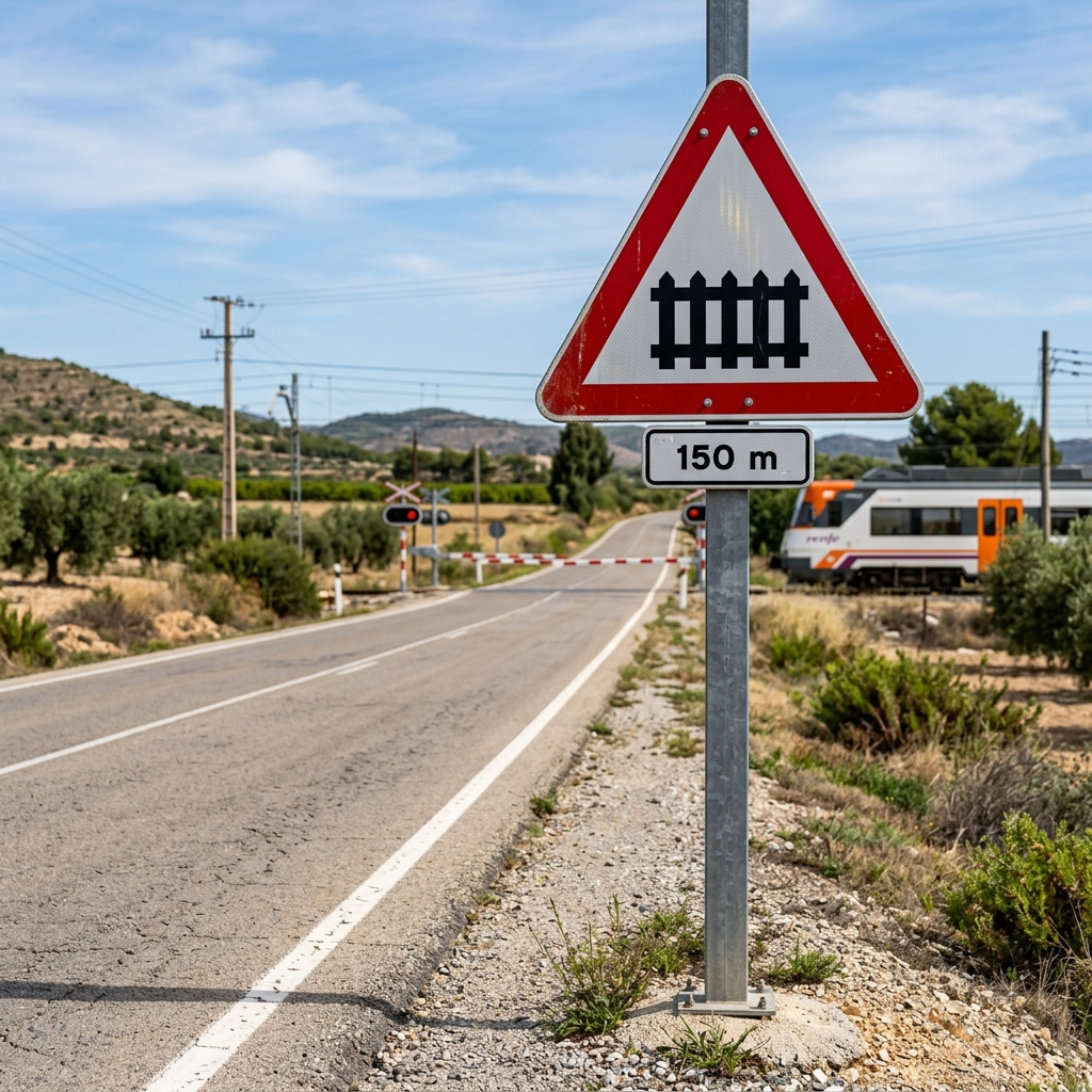Ilustración del examen DGT: Si al aproximarse a un paso a nivel observa que las barreras se encuentran en movimiento,