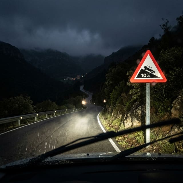 Ilustración del examen DGT: Si conduce de noche o con condiciones meteorológicas que dificultan la visibilidad, la...